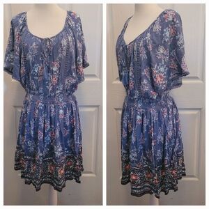 American Rag Dress XL Blue Purple Tassels Boho Bohemian Romantic Cottage Core